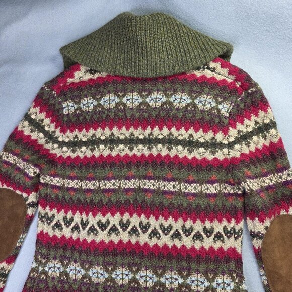 RRL Ralph Lauren Sweater Women 1 S Green Fair Isle Cardigan Duster Alpaca NEW - Picture 8 of 14